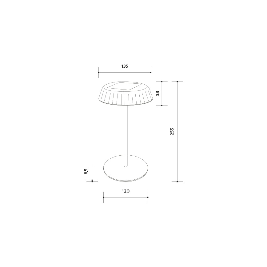 Zatemnjevalna sončna polnilna LED namizna svetilka VIVIEN LED/3W/5V 2700K 1600 mAh IP54 črna