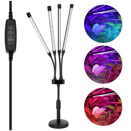 LED zatemnjevalna prilagodljiva namizna svetilka za gojenje rastlin VITARO 4xLED/10W/230V črna