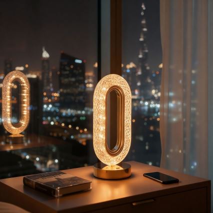 LED namizna svetilka DUBAI, polnilna in z možnostjo zatemnitve, LED/2W/5V, 2700K/4000K/6500K, 400 mAh, zlata