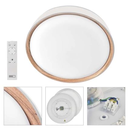 LED zatemnljiva stropna svetilka ILVI LED/30W/230V 2700-6500K premer 40 cm bela/bež + daljinski upravljalnik
