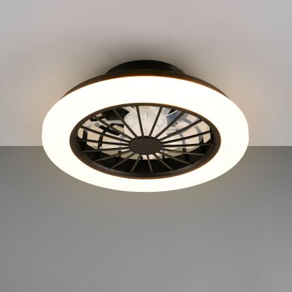 Zatemnljivo LED stropno svetilo z ventilatorjem GHANA LED/24W/230V 3000-6500K bela/črna + daljinski upravljalnik