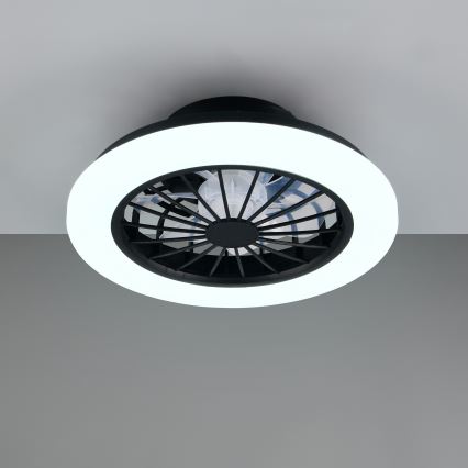 Zatemnljivo LED stropno svetilo z ventilatorjem GHANA LED/24W/230V 3000-6500K bela/črna + daljinski upravljalnik
