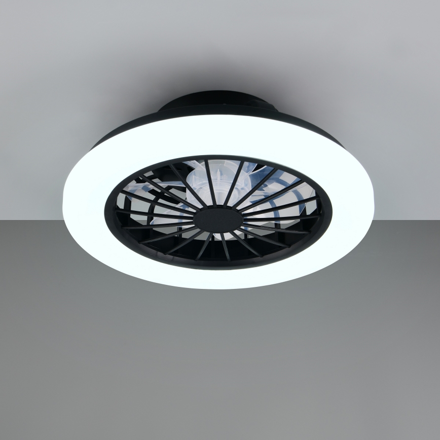 Zatemnljivo LED stropno svetilo z ventilatorjem GHANA LED/24W/230V 3000-6500K bela/črna + daljinski upravljalnik