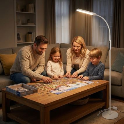 Zatemnljiva stoječa LED svetilka TEILO LED/10W/230V 3000/4000/6500K, bela + daljinski upravljalnik
