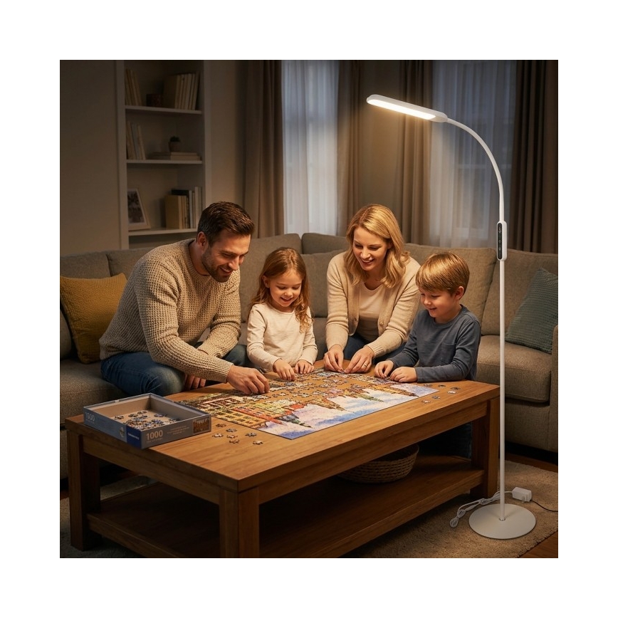 Zatemnljiva stoječa LED svetilka TEILO LED/10W/230V 3000/4000/6500K, bela + daljinski upravljalnik