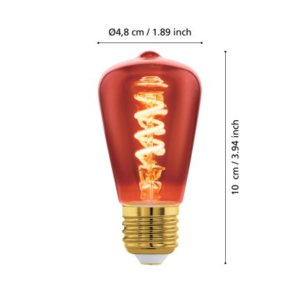 Zatemnjevalna LED žarnica VINTAGE ST48 E27/4W/230V 2000K rdeča - Eglo 110199