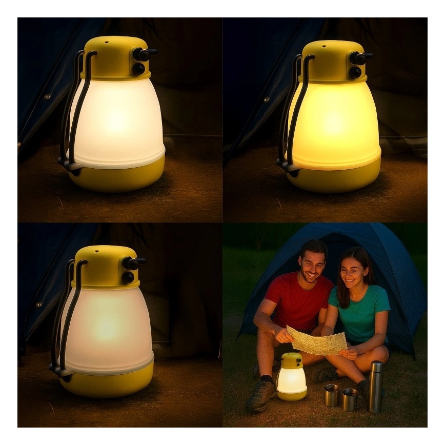 LED zatemnljiva prenosna polnilna svetilka s funkcijo powerbanke LUMINA MINIO LED/5V 1800 mAh IP44 rumena