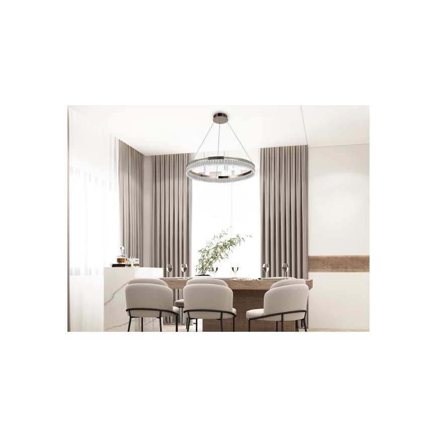 LED zatemnjevalen kristalni lestenec na jeklenem kablu THALIA LED/55W/230V 3000-6000K Ø 80 cm + daljinski upravljalnik