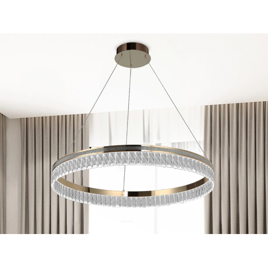 LED zatemnjevalen kristalni lestenec na jeklenem kablu THALIA LED/55W/230V 3000-6000K Ø 80 cm + daljinski upravljalnik