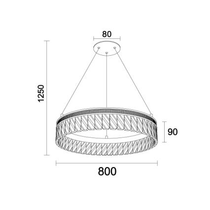 LED zatemnjevalen kristalni lestenec na jeklenem kablu THALIA LED/55W/230V 3000-6000K Ø 80 cm + daljinski upravljalnik