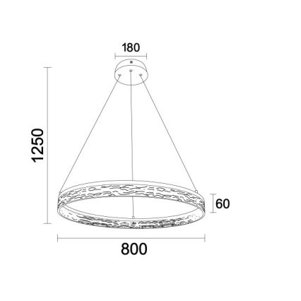 LED zatemnjevalni viseči lestenec na jeklenem kablu ALIANZ LED/60W/230V 3000-6000K premer 80 cm + daljinski upravljalnik
