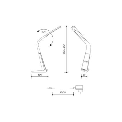 LED zatemnjevalna namizna svetilka z brezžičnim polnjenjem in senzorjem gibanja LORD EVO LED/8W/230V 3000K/4500K/6000K črna