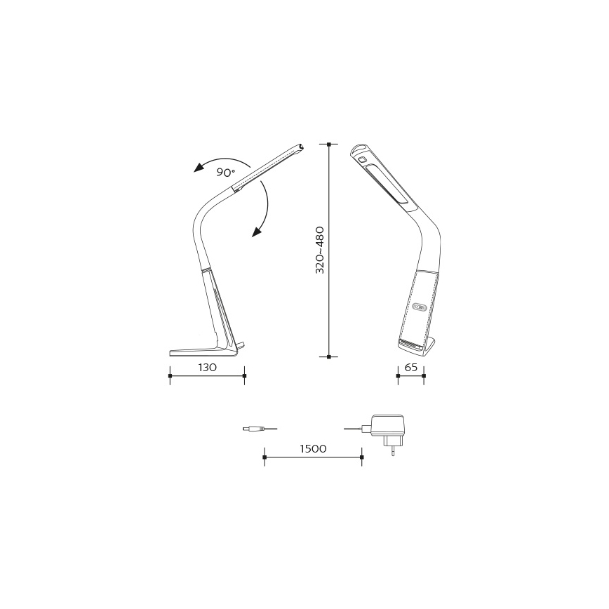 LED zatemnjevalna namizna svetilka z brezžičnim polnjenjem in senzorjem gibanja LORD EVO LED/8W/230V 3000K/4500K/6000K črna