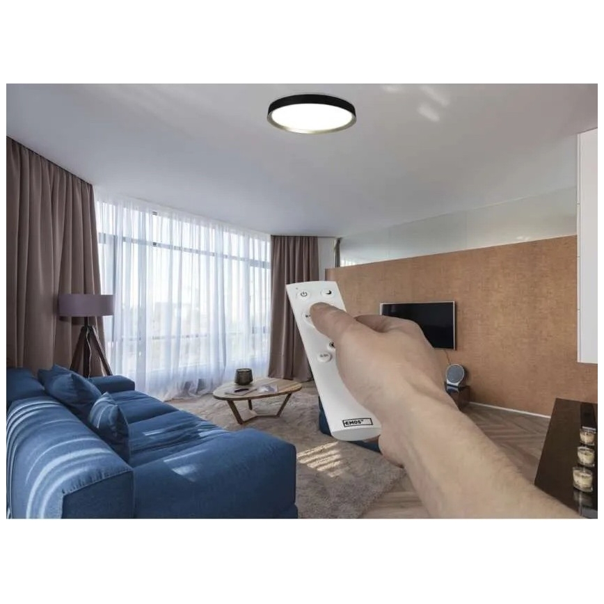 Zatemnjiva LED stropna svetilka ILVI LED/45W/230V 2700-6500K premer 50 cm črna/mesing + daljinski upravljalnik