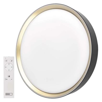 Zatemnjiva LED stropna svetilka ILVI LED/45W/230V 2700-6500K premer 50 cm črna/mesing + daljinski upravljalnik