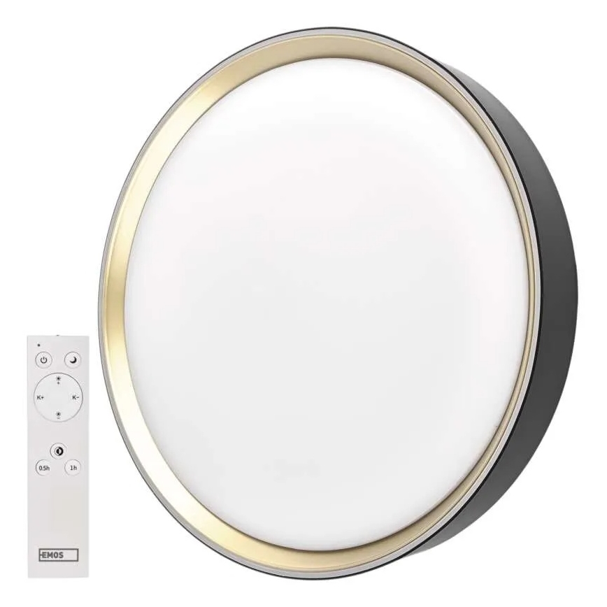 Zatemnjiva LED stropna svetilka ILVI LED/45W/230V 2700-6500K premer 50 cm črna/mesing + daljinski upravljalnik