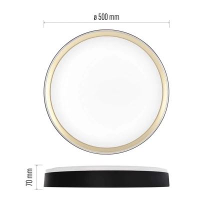 Zatemnjiva LED stropna svetilka ILVI LED/45W/230V 2700-6500K premer 50 cm črna/mesing + daljinski upravljalnik