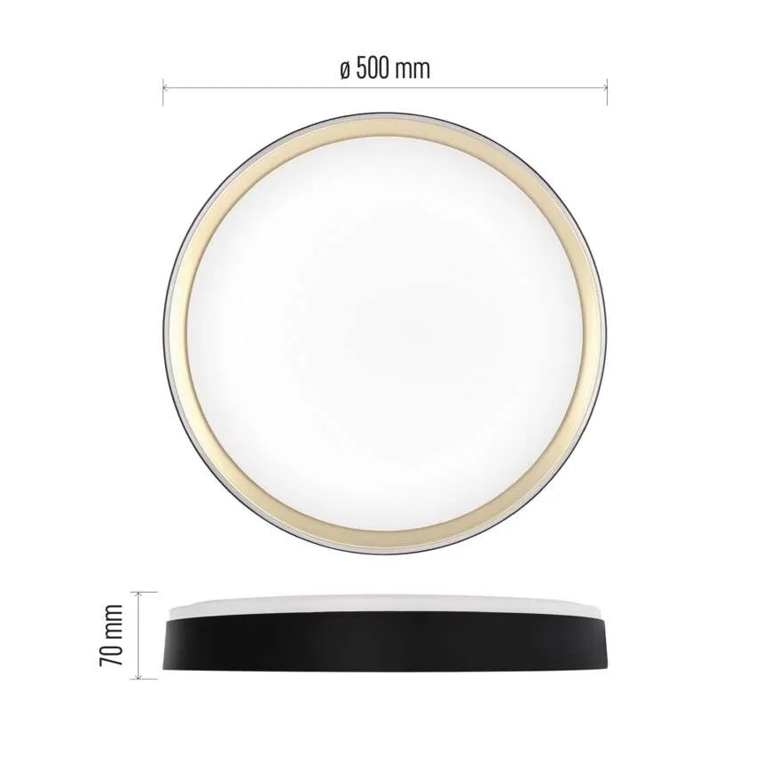 Zatemnjiva LED stropna svetilka ILVI LED/45W/230V 2700-6500K premer 50 cm črna/mesing + daljinski upravljalnik