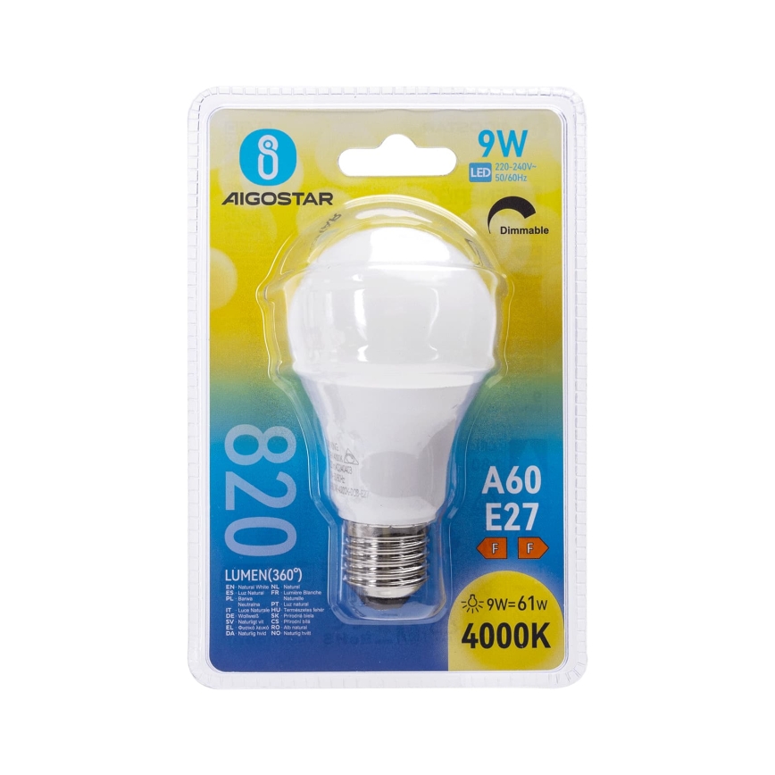 Zatemnjiva LED žarnica A60 E27/9W/230V 4000K - Aigostar