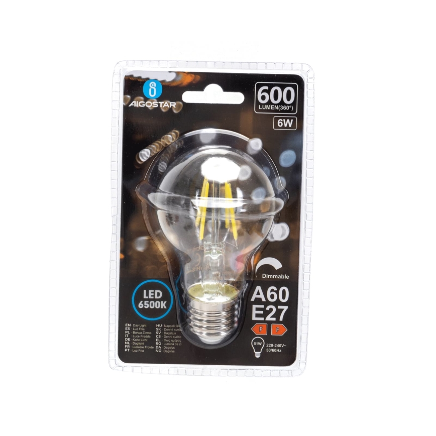 Zatemnjiva LED žarnica FILAMENT A60 E27/6W/230V 6500K - Aigostar