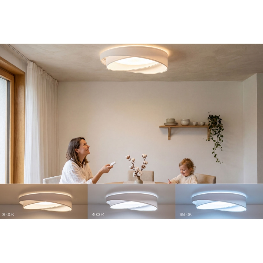 LED zatemnjiva stropna svetilka SMART GALAXY MODERN LED/24W/230V 3000-6500K premer 55 cm bela + daljinski upravljalnik