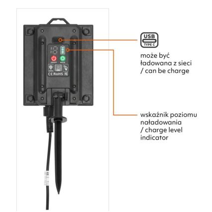 LED zatemljiv sončni dekorativni niz STARLIGHT NEO 10xE27/3,7V 2700K IP54 1200 mAh 11,5m + daljinski upravljalnik