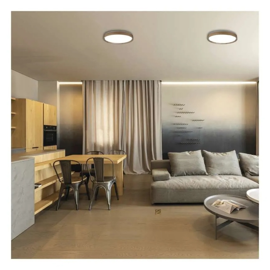 LED zatemnljivo stropno svetilo ILVI LED/30W/230V 2700-6500K Ø 40 cm, lesni dekor + daljinski upravljalnik