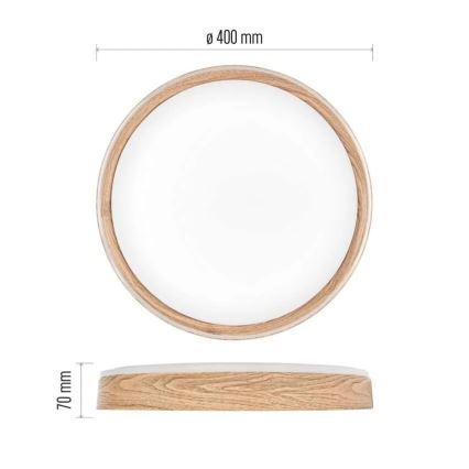 LED zatemnljivo stropno svetilo ILVI LED/30W/230V 2700-6500K Ø 40 cm, lesni dekor + daljinski upravljalnik