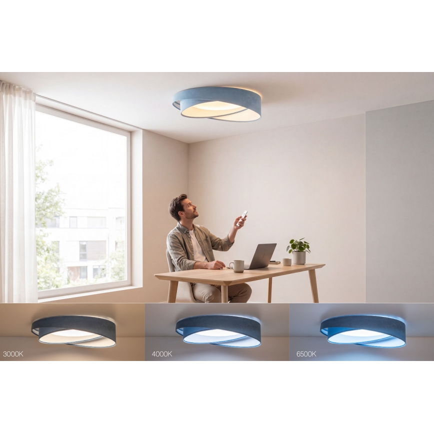 LED stropna svetilka z možnostjo zatemnitve SMART GALAXY MODERN LED/24W/230V 3000-6500K premer 55 cm modra + daljinski upravljalnik