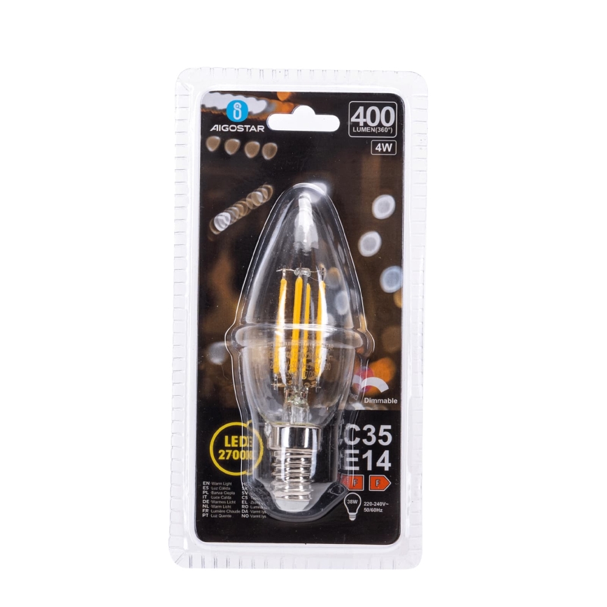 Zatemnljiva LED žarnica FILAMENT C35 E14/4W/230V 2700K - Aigostar