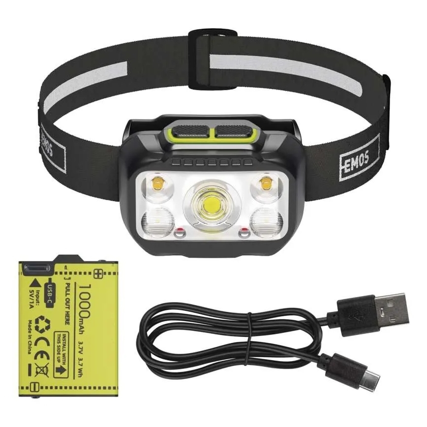 Zatemnljiva polnilna naglavna svetilka LED/3xAAA/1000 mAh 3,7V