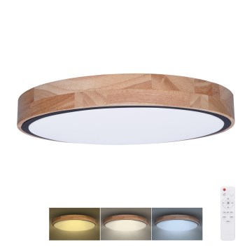 Zatemnljiva stropna svetilka IRON OAK LED/48W/230V 3000-6500K hrast premer 40 cm + daljinski upravljalnik