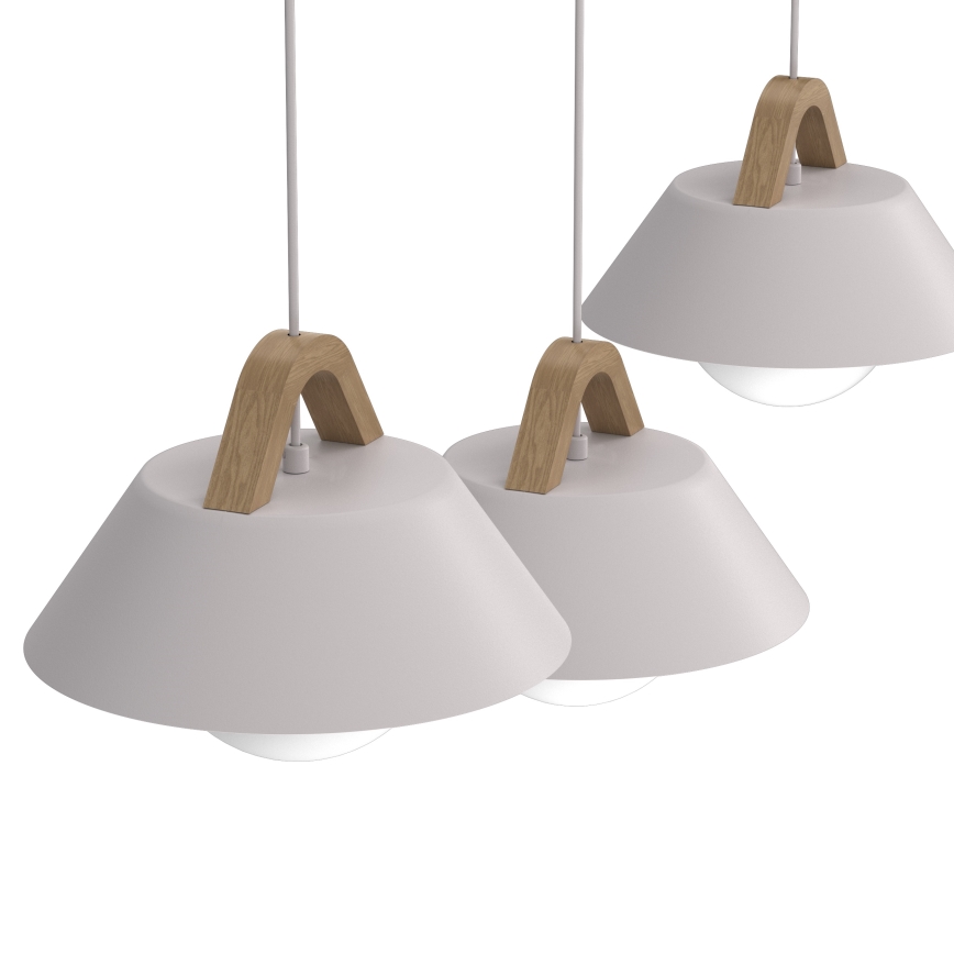 Zavesni lestenec z obesnim kablom FUNDA 3xE27/15W/230V kremast
