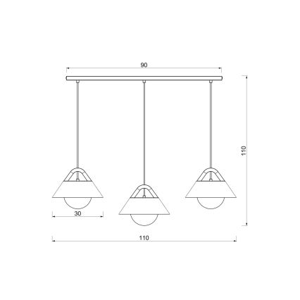 Zavesni lestenec z obesnim kablom FUNDA 3xE27/15W/230V kremast