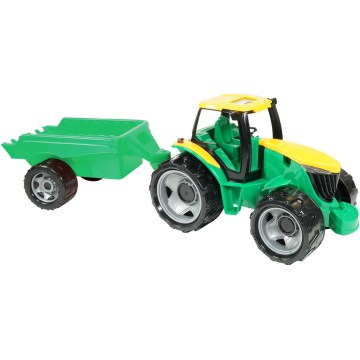 Zeleni/rumeni traktor s prikolico, 71 cm