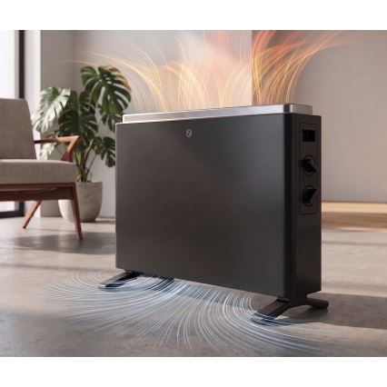 ZEVENTI - Električni grelec/konvektor 800/1200/2000W/230V črna