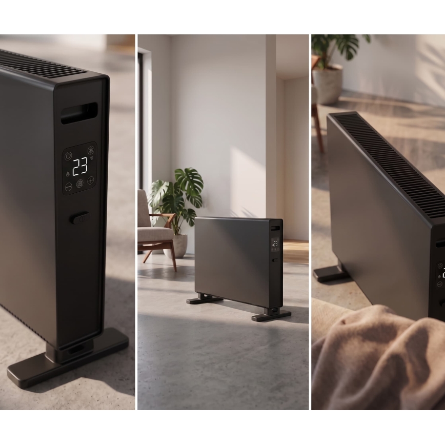 ZEVENTI - Električni konvektor z LCD-zaslonom ECO/1250/2000W/230V črn + daljinski upravljalnik