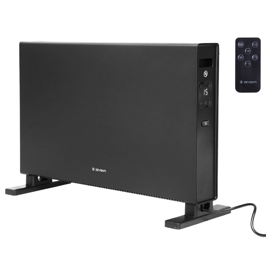 ZEVENTI - Električni konvektor z LCD-zaslonom ECO/1250/2000W/230V črn + daljinski upravljalnik
