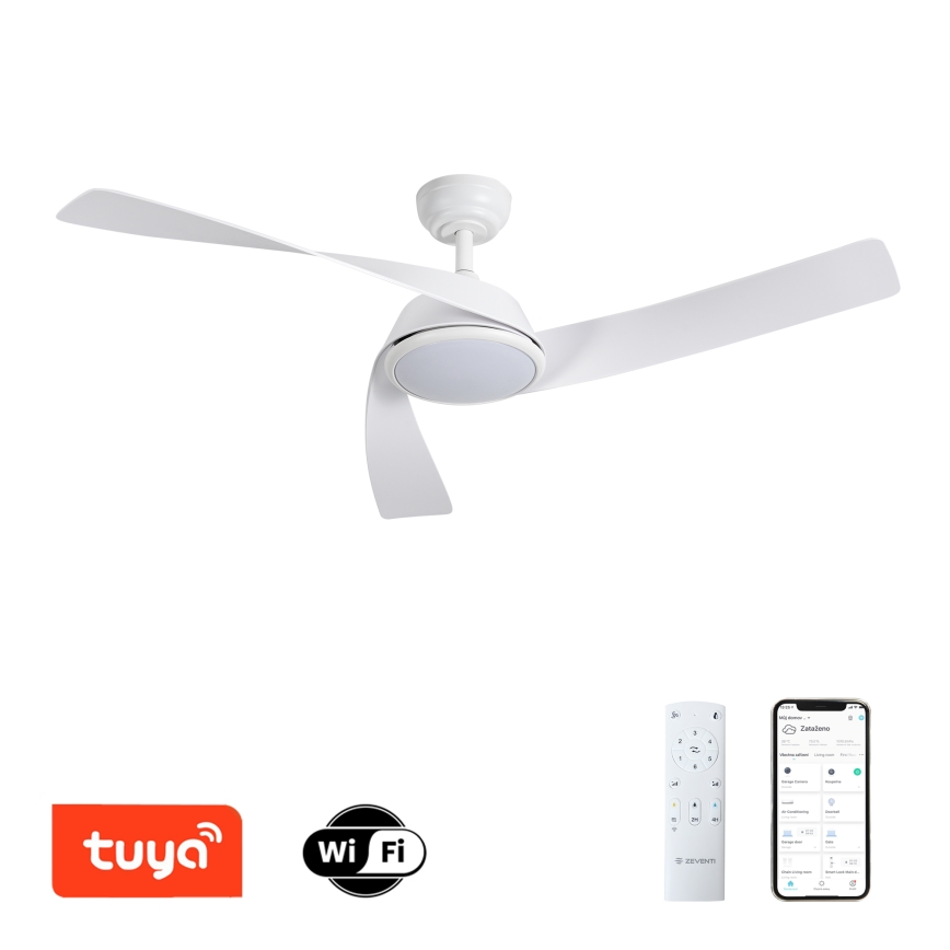 ZEVENTI - LED zatemnjevalni stropni ventilator AERYS LED/24W/230V 3000/4000/6000K Wi-Fi Tuya bela + daljinski upravljalnik