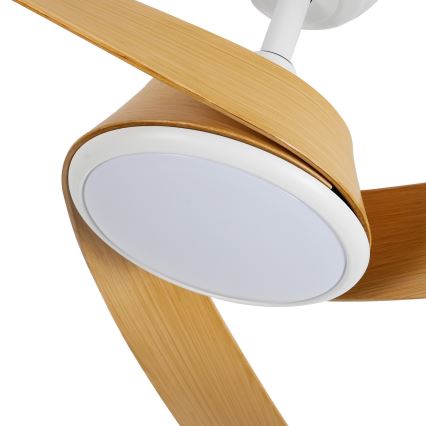 ZEVENTI - Zatemljiv LED stropni ventilator AERYS LED/24W/230V 3000/4000/6000K Wi‑Fi Tuya bela/hrast + daljinski upravljalnik