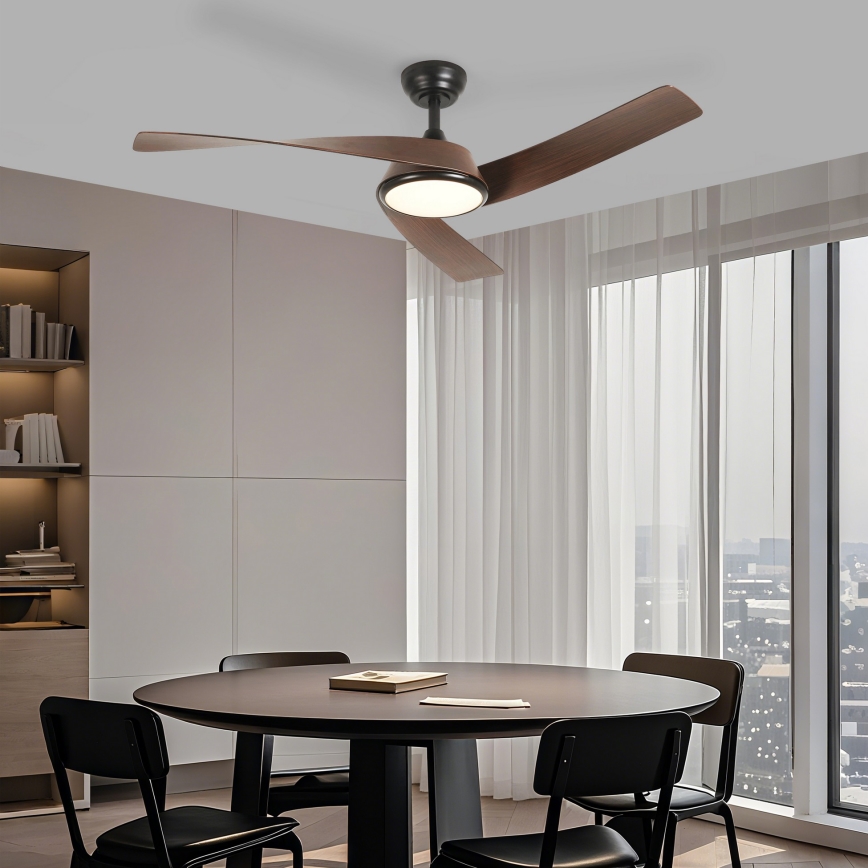 ZEVENTI - LED zatemljiv stropni ventilator AERYS LED/24W/230V 3000/4000/6000K Wi-Fi Tuya črna/oreh + daljinski upravljalnik