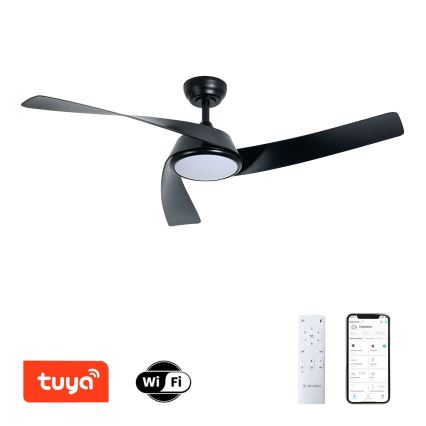 ZEVENTI - LED stropni ventilator AERYS z zatemnitvijo LED/24W/230V 3000/4000/6000K Wi-Fi Tuya črna + daljinski upravljalnik
