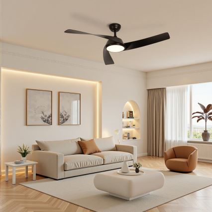 ZEVENTI - LED stropni ventilator AERYS z zatemnitvijo LED/24W/230V 3000/4000/6000K Wi-Fi Tuya črna + daljinski upravljalnik