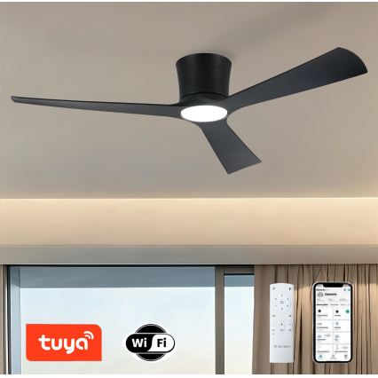 ZEVENTI - LED zatemljiv stropni ventilator AUREX LED/24W/230V 3000/4000/6000K Wi-Fi Tuya črna + daljinski upravljalnik
