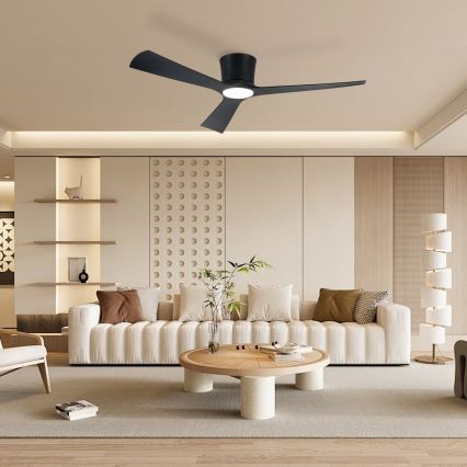ZEVENTI - LED zatemljiv stropni ventilator AUREX LED/24W/230V 3000/4000/6000K Wi-Fi Tuya črna + daljinski upravljalnik