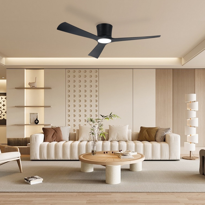 ZEVENTI - LED zatemljiv stropni ventilator AUREX LED/24W/230V 3000/4000/6000K Wi-Fi Tuya črna + daljinski upravljalnik
