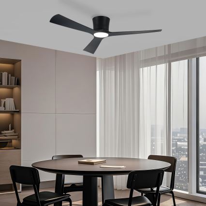 ZEVENTI - LED zatemljiv stropni ventilator AUREX LED/24W/230V 3000/4000/6000K Wi-Fi Tuya črna + daljinski upravljalnik