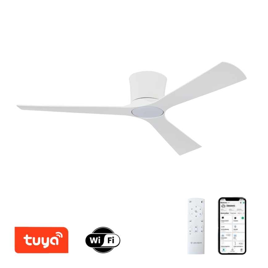 ZEVENTI - LED zatemljiv stropni ventilator AUREX LED/24W/230V 3000/4000/6000K Wi-Fi Tuya bela + daljinski upravljalnik