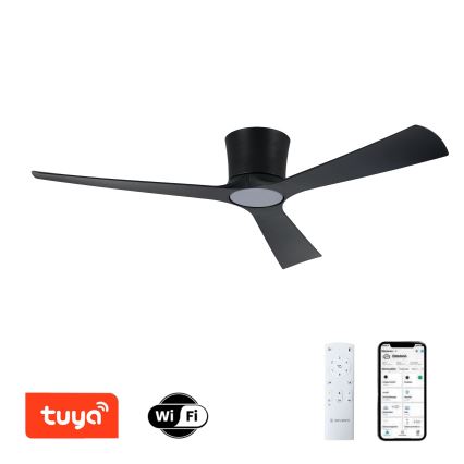 ZEVENTI - zatemljiv LED stropni ventilator AUREX LED/24W/230V 3000/4000/6000K Wi-Fi Tuya črne barve + daljinski upravljalnik