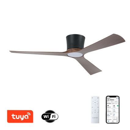 ZEVENTI - LED zatemljiv stropni ventilator AUREX LED/24W/230V 3000/4000/6000K Wi-Fi Tuya črna/oreh + daljinski upravljalnik